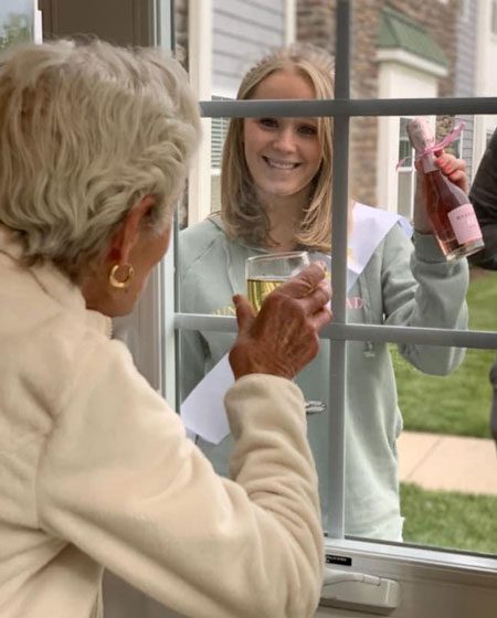 senior woman window visit